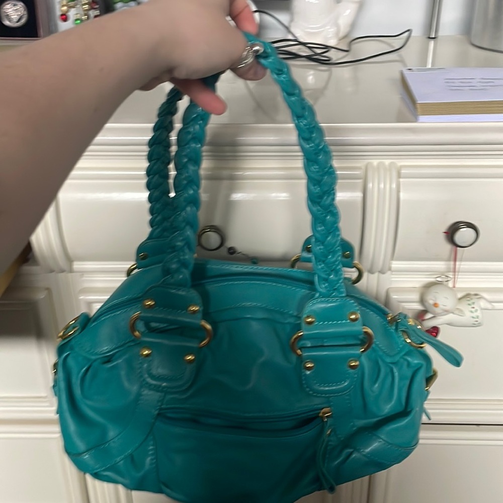 Blue/ green shoulder purse
